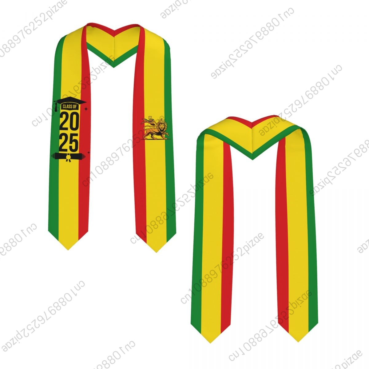 Neue Äthiopien-Löwen-Flagge, Unisex, Top-Druck, Abschluss-Stola, Schärpe für Erwachsene, schlicht, Absolventen-Ehrengestola, Klasse von 2025