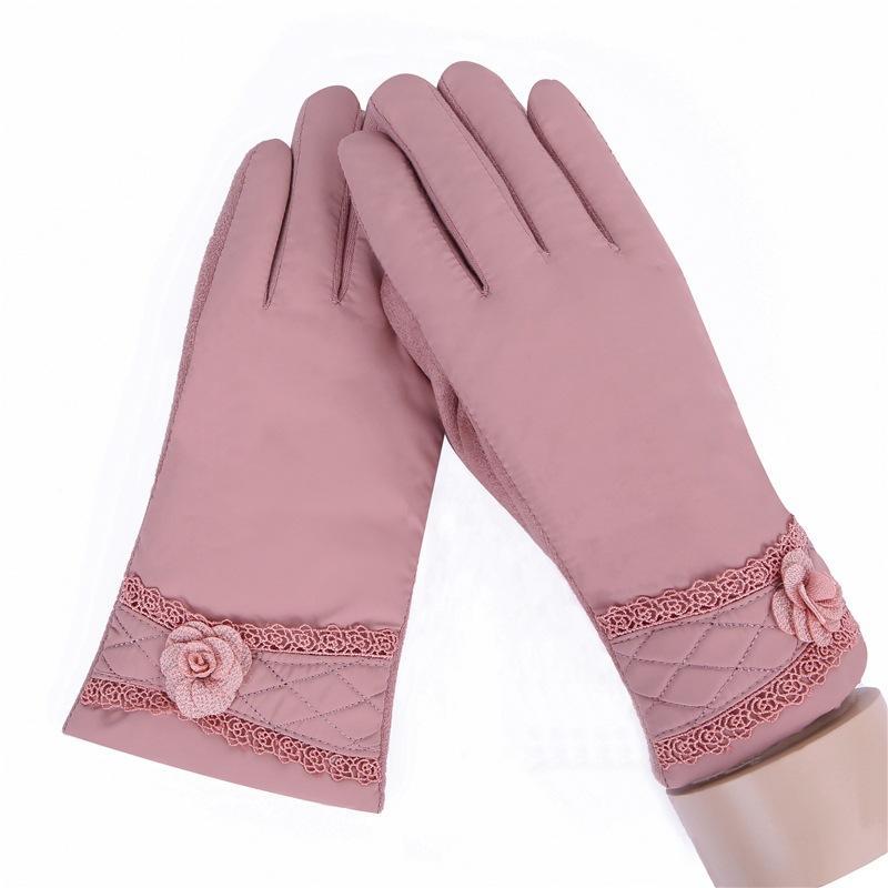 Frauen Casual Solide Voll-Finger Winddicht Touch 027A, 027C, 027D, 027E Bildschirm Unisex Bildschirm, warme Handschuhe: pink027d