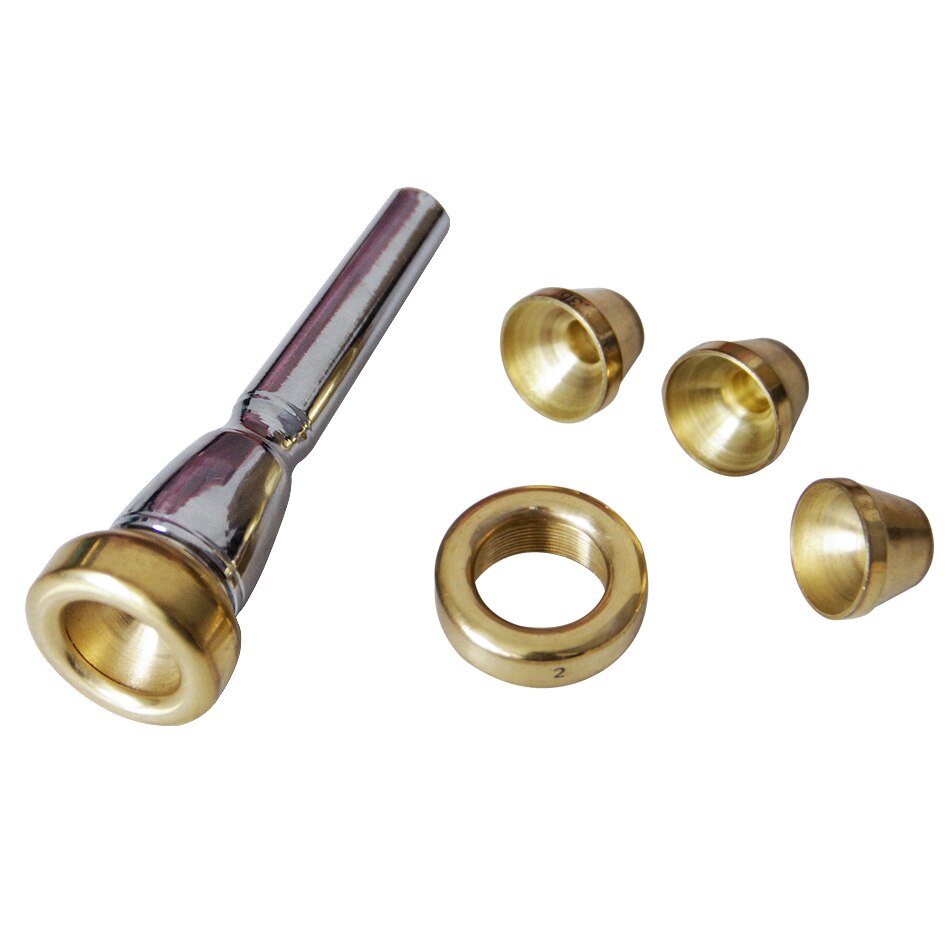 Accesorios de trompeta MUKU 1-1 2c 3c 2b 3b tamaño boquilla de trompeta cobre dorado 1 Juego con caja accesorios para instrumentos musicales