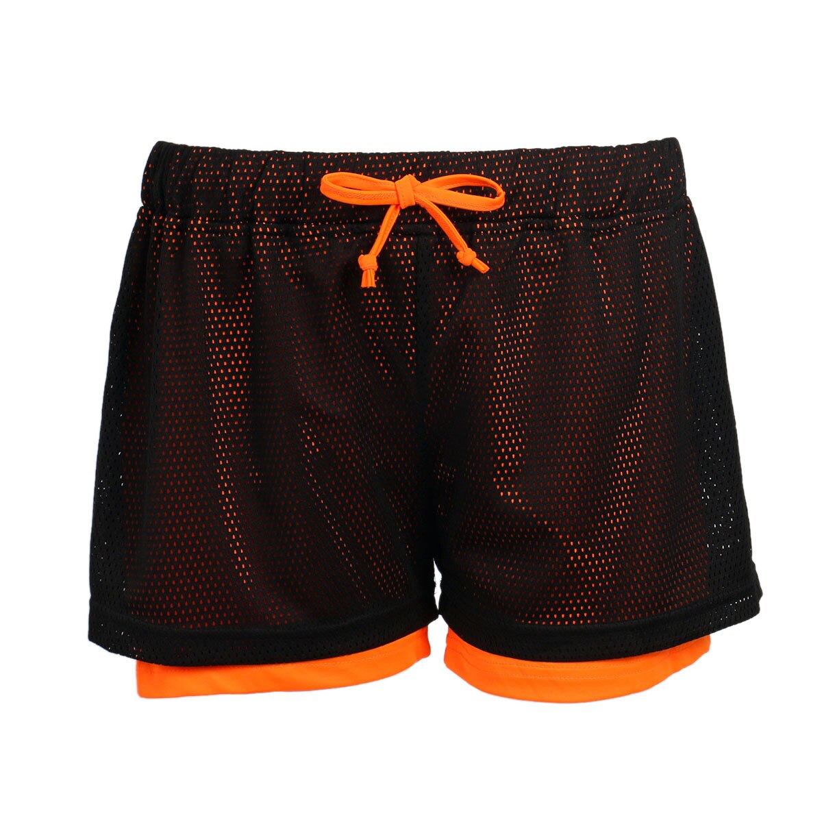 2 In 1 Sport Running Shorts Gym Mesh Shorts Voor Vrouwen Fitness Shorts Met Koord Training Snel Droog Jogging Workout shorts: Oranje / S