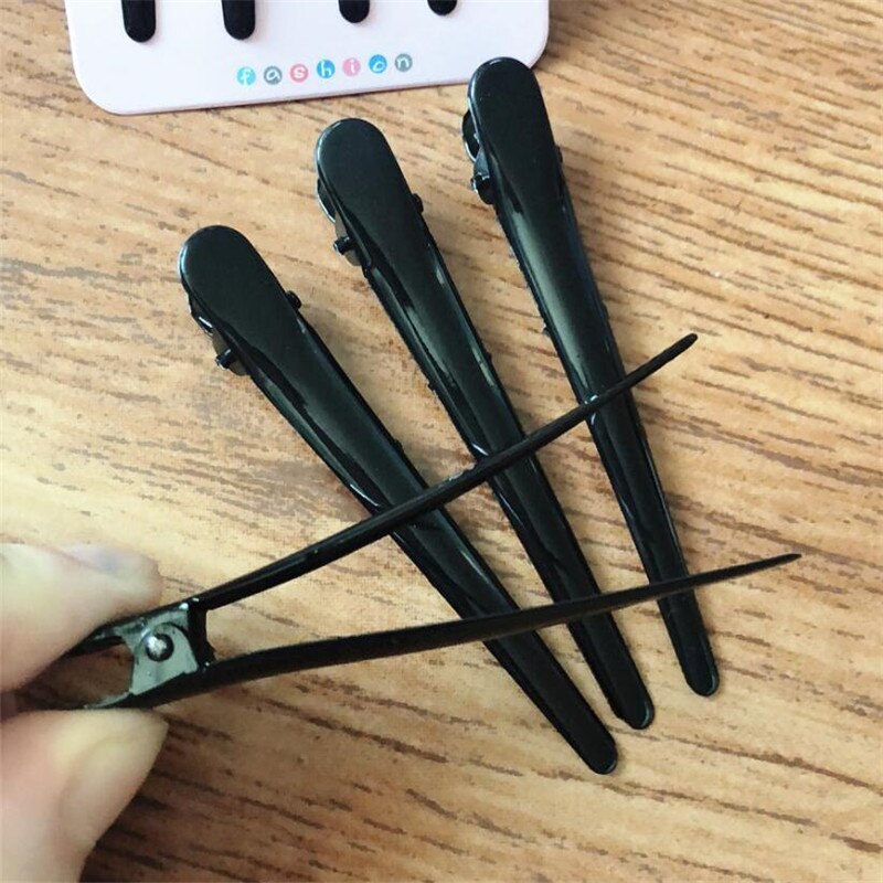 Horquillas profesionales de plástico negro para peluquería, pinzas para el pelo de cocodrilo, utensilios de estilismo para el cuidado del cabello, bricolaje, 10 Uds.