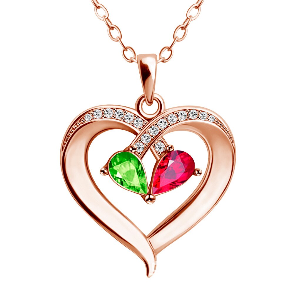 schmuck Halskette gießen homme et femme halsketten ketten damen ketten Europäische und Amerikanische Einkommen damen liebe kristall schmuck pfirsich herz Saphir halskette hohl anhänger für glück gir: Rose Gold Farbe