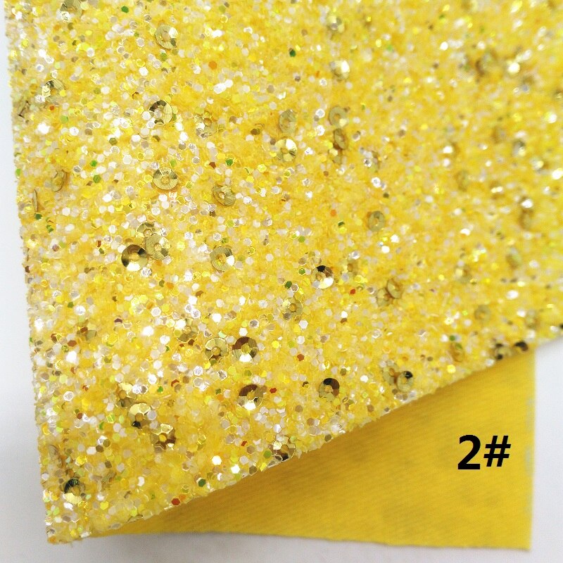 Gul chunky glitter lærred , 8 " x11 " glitter lagner, struds imiteret læder lagen, hår sløjfe og øreringe stof  xm021: 2