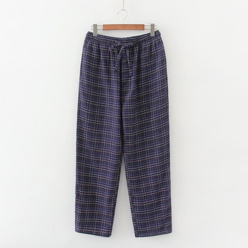 Pyjama décontracté à carreaux en coton poli pour homme, pantalon de nuit, grande taille, collection printemps-automne, S-XXL, 100kg: A / XXL