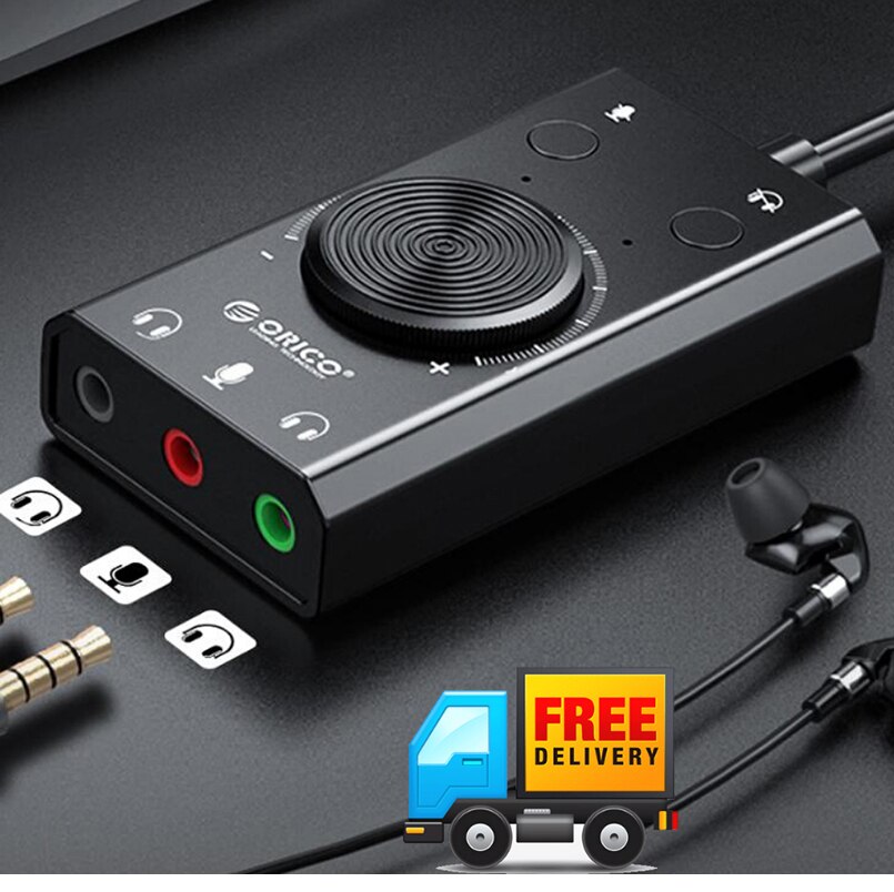 USB External Sound Card Microphone Earphone 2 in 1With 3 Port Output Volume Adjustable Computer Accessories For Windows Mac