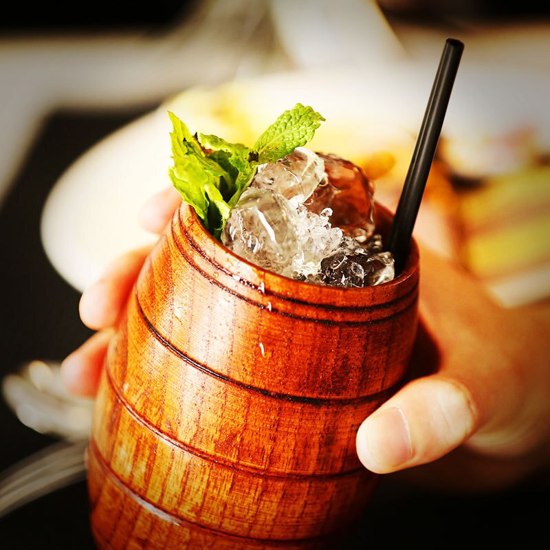 Vintage Whiskey Cup Beer Mug Bar Drinkware Natural Wooden Cup Cocktail Glass Wine Goblet Japanese Style Teacups