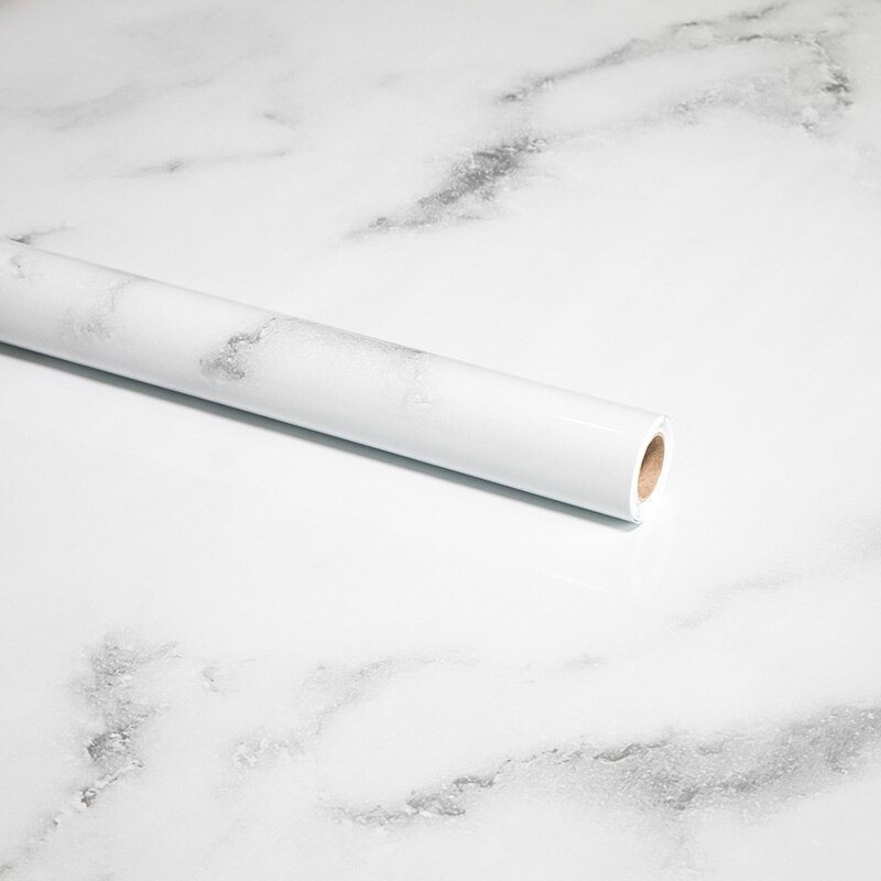 Classic Marble Pattern Wall Stickers Kitchen Stickers Waterproof Oilproof Protect Desktop One Piece Self Adhesive Wallpaper: White / 60cm X 2m