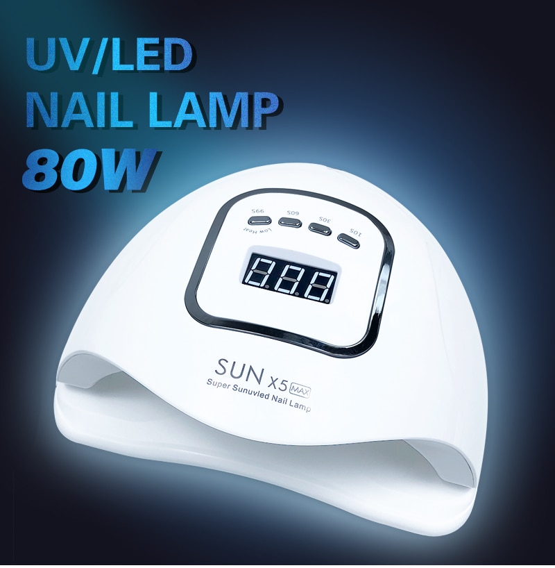Beroep UV Lamp ZON x5MAX LED Lamp Nail Droger LCD Display 80W Nail Droger Voor manicure Gel Polish Auto sensor Timer UV Cabine