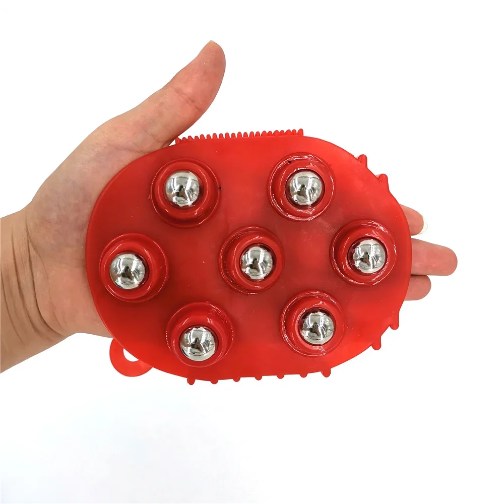 Roller ball kropsmassage handske muskelsmerter lindring afslappende anti-cellulite massager til hånd nakke ryg skulder balder sundhedspleje: Lyserød