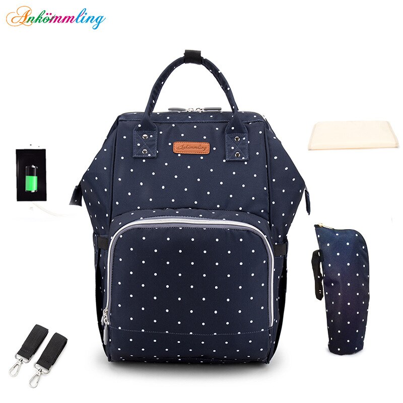 Luiertas Ankommling Wanneer Europa En Amerika Stijl Schouder Mother 'S Bag Verbeterde Multi-Functionele Mama Bag: Blue Polka Dots
