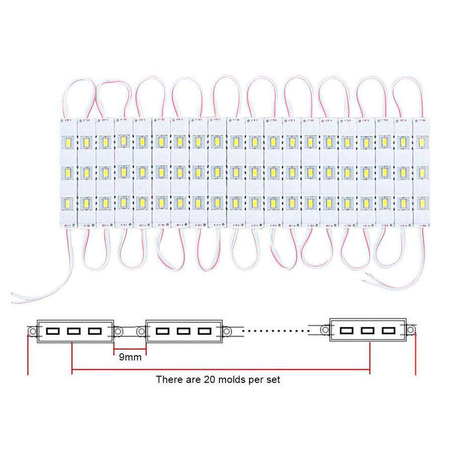 Bestope 5730 3 LED injection 20 pcs led module 12V with lens Waterproof IP 65 white Green Pink LED sign,shop banner