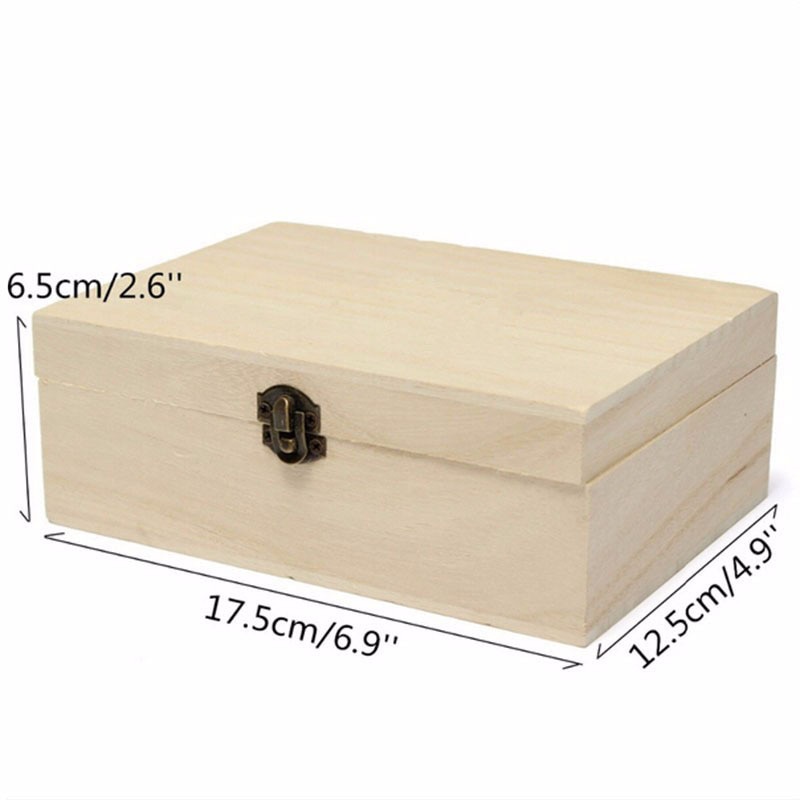 Natural Wooden Storage Box With Lid Golden Lock 7 Style Postcard Home Organizer Handmade Craft Jewelry Case Wooden Box Casket