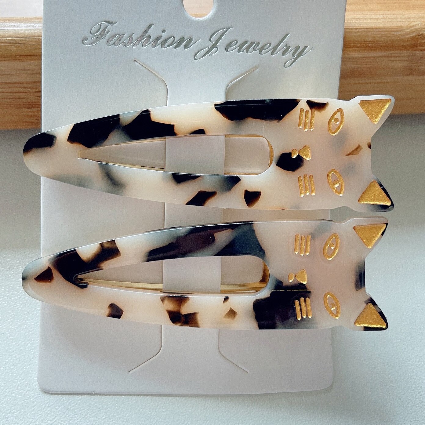 Clip de pico de pato con forma de gato de acetato, 2 piezas, horquillas acrílicas multicolores, accesorios para el cabello: 4