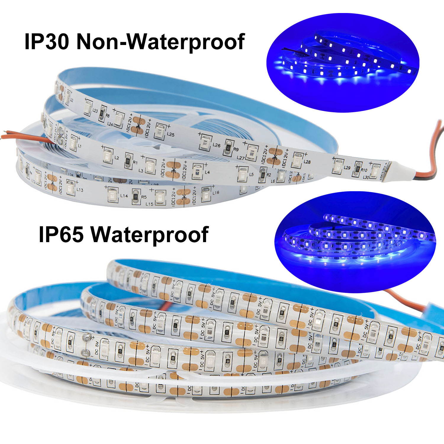 Tira de luces Led UV para , cinta de luz negra de 5V, 395-405nm, 12/24V, 5050, 2835, SMD, 60led/m, 120Led/m, para DJ y fluorescencia