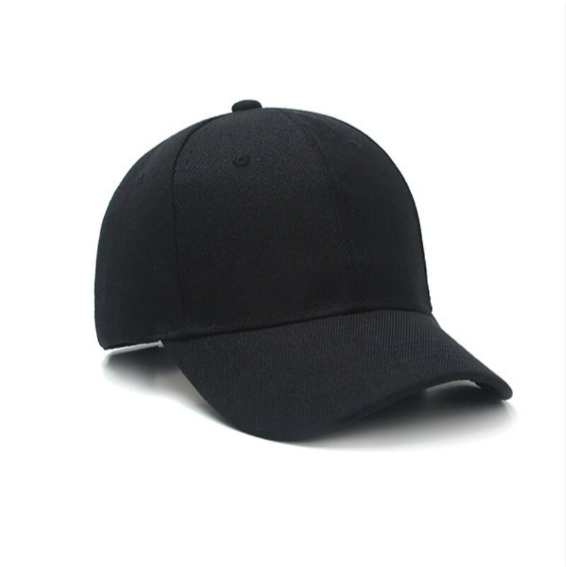 Casquette de Baseball unisexe de couleur unie noire et blanche, ombrage réglable, eves incurvées, chapeau en langue de canard pour femmes, tendance pour hommes et femmes: Black