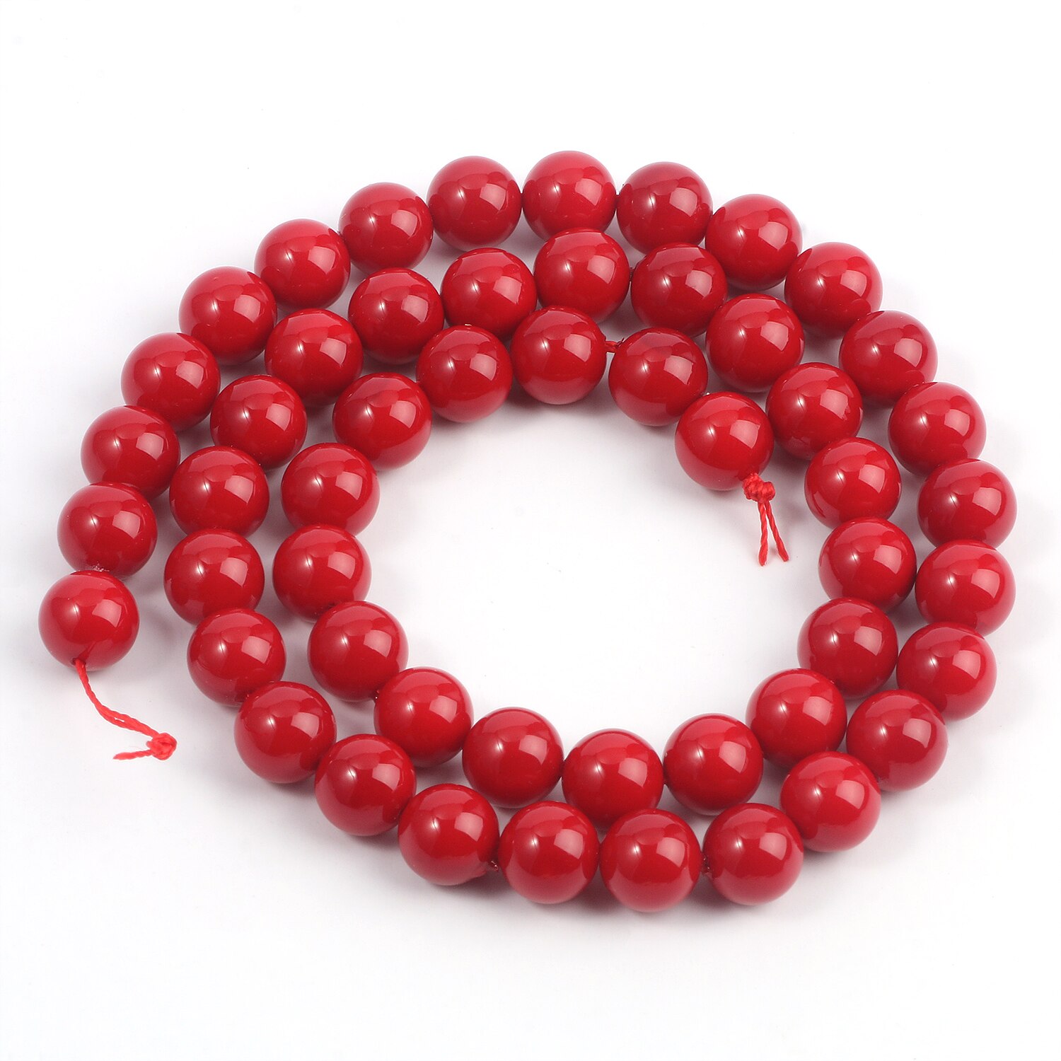 Cuentas de concha Natural para fabricación de joyas, abalorios espaciadores sueltos redondos para fabricación de joyas, pulsera, collar, accesorios de 6, 8 y 10mm: red / 8mm 46pcs beads