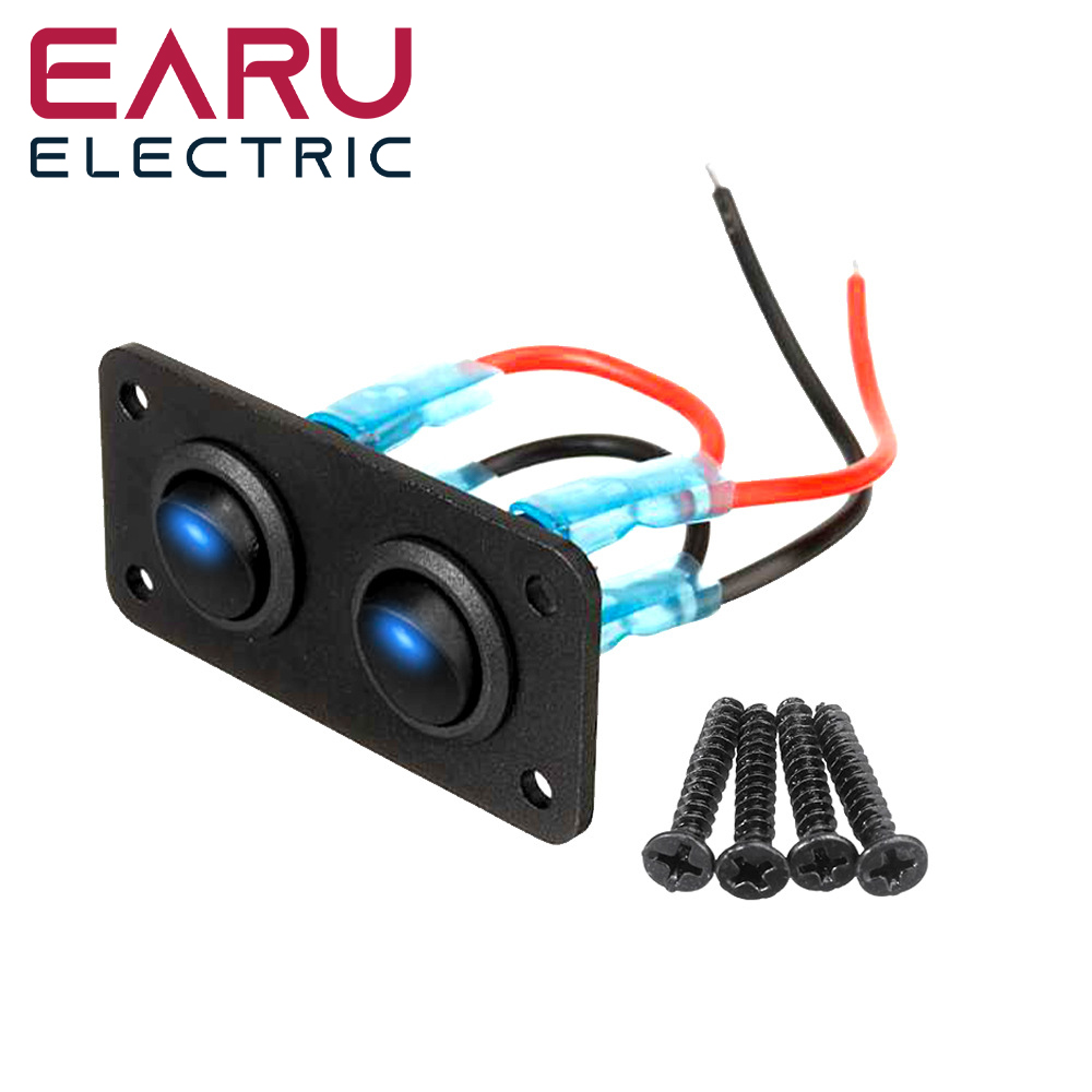 Panel de interruptor de palanca Universal de 12V, 1-6 entradas, USB, para coche, barco, camión, RV marino, accesorios de estilo LED azul, interruptor basculante marino