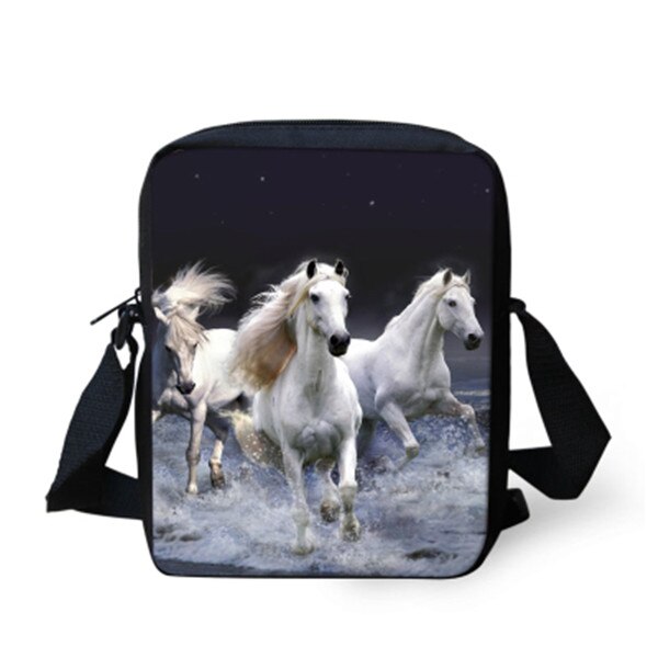 TWOHEARTSGIRL 3d Cool Paard Afdrukken Jongens Messenger Bag Student Crossbody Tas Kleine Kids Animal Strandtas Opslag Handtassen: Z102E
