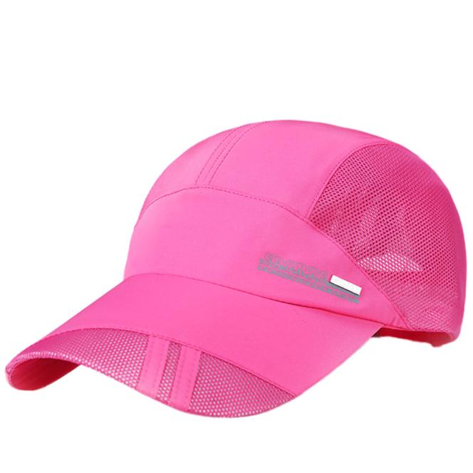 Hat Men Sunhat Adult Mesh Hats For Women Quick-Dry Collapsible Sun Hat Outdoor Sunscreen Baseball Cap: Hot pink