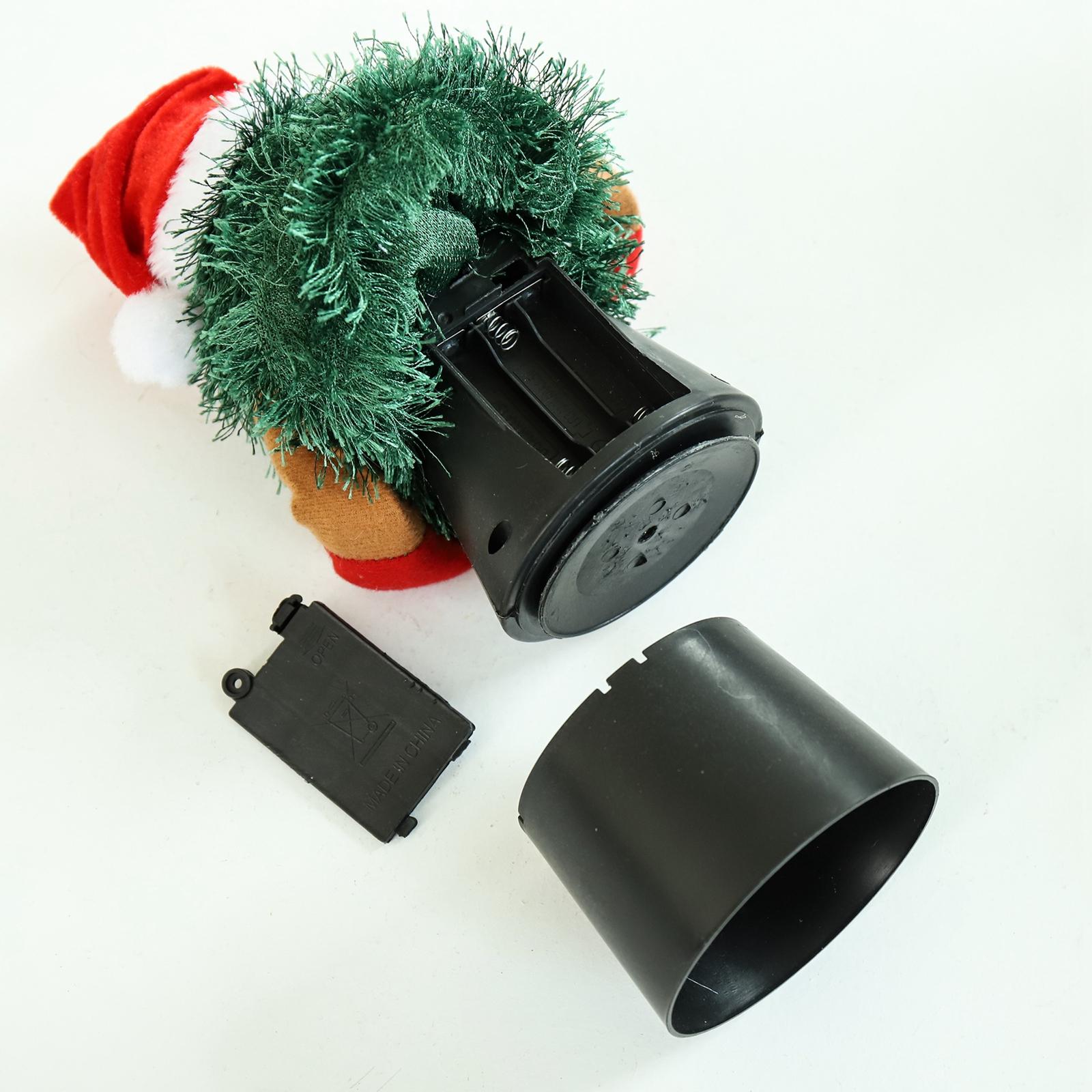 Árbol de Navidad eléctrico, 3 pilas AA (no incluidas), decoración, juguete de felpa resistente al desgaste, juguete para cantar y bailar para escritorio