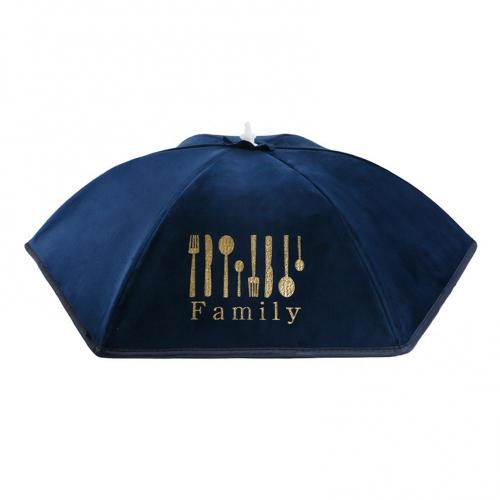 Foldable Heat Preservation Dust-proof Dining Table Food Cover Tent Portable Durable Thermal Foldable Dust-proof Kitchen Tool: Dark Blue L