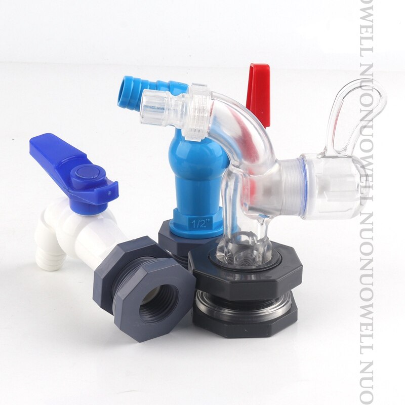 1pcs 1/2&quot;3/4&quot;Fish Tank Tap Adapter Assembly Drainage Faucet Plastic Male Thread Water Tape Accessory Aquarium Water Tap Fittings