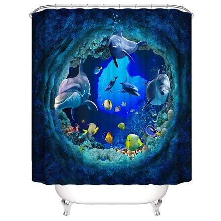 3 pièces/ensemble salle de bain rideau de bain ensembles rideau de douche tortue de mer impression Durable imperméable tapis de couverture de toilette tapis antidérapant: Shower Curtain B