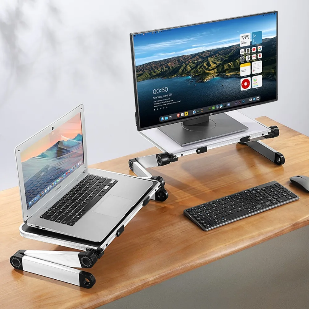Soporte de mesa para ordenador, radiador de aluminio ajustable portátil, mesa ergonómica para ordenador portátil, soporte antideslizante plegable multifuncional