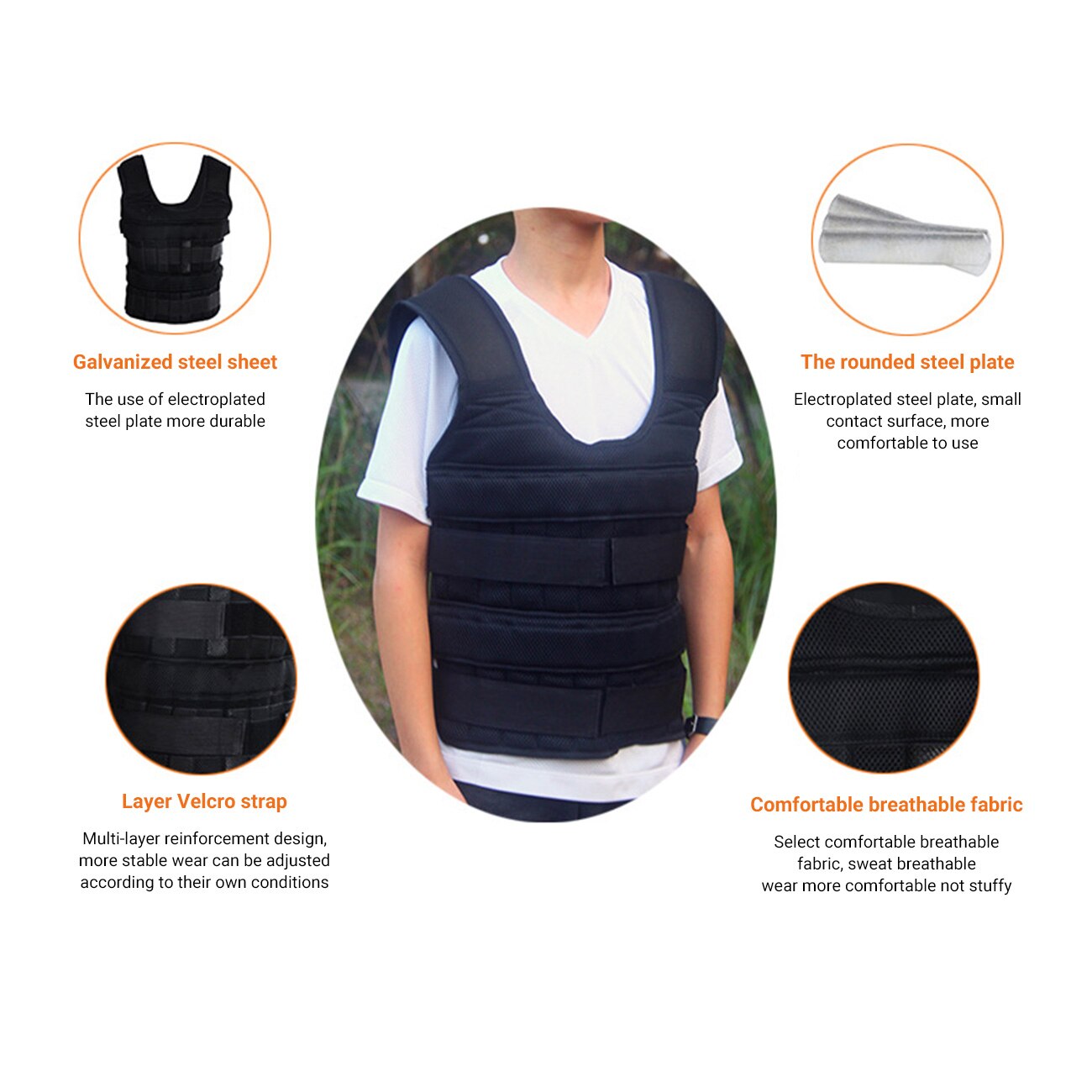 30KG Exercise Loading Weight Vest For Boxing Weight Training Workout Fitness Running Weighted Vest Adjustable Fitness Equipment