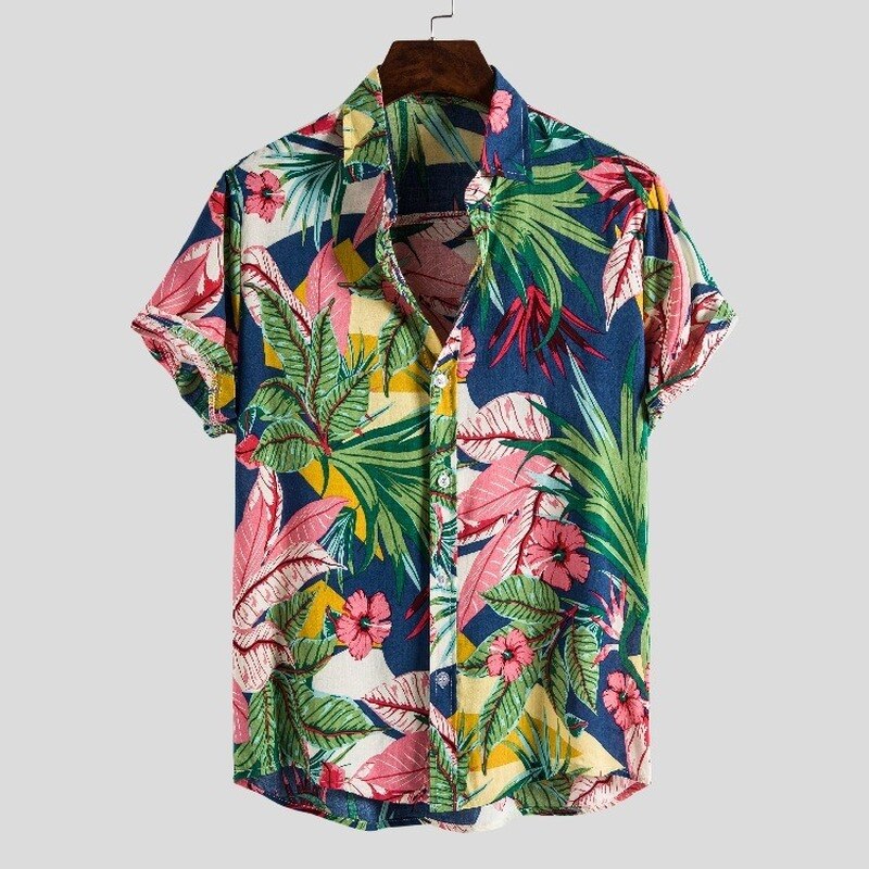 Summer Beach Printed Casual Short Sleeve Hawaiian Shirt Men Clothing Breathable Hawaii Shirts Blouses Chemise Homme