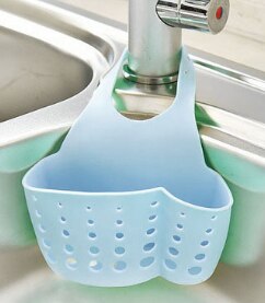 Portable Home Kitchen Hanging Drain Bag Basket Bath Storage Tool Sink Holder Escorredor Louca Soap Holder Bathroom: Nordic blue