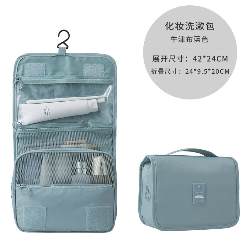 Haak Waszak Dame Reizen Cosmetische Box Grote Capaciteit Reizen Cosmetische Tas Nylon Waterdichte Multifunctionele Opbergtas: blue