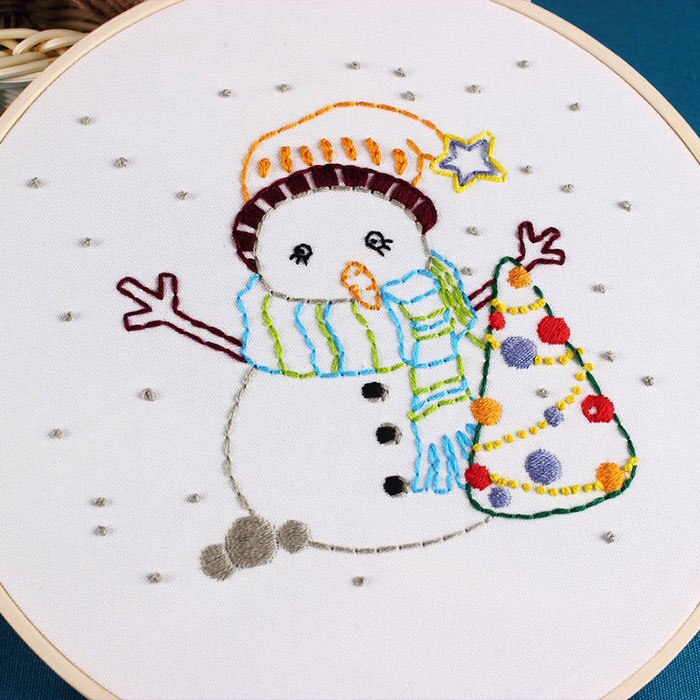 Diy Linten Borduurwerk Kits Voor Beginner Handwerken Praktijk Kits Kruissteek Muurschildering Art Home Decoratie Voldoen Sets: snowman 20cm