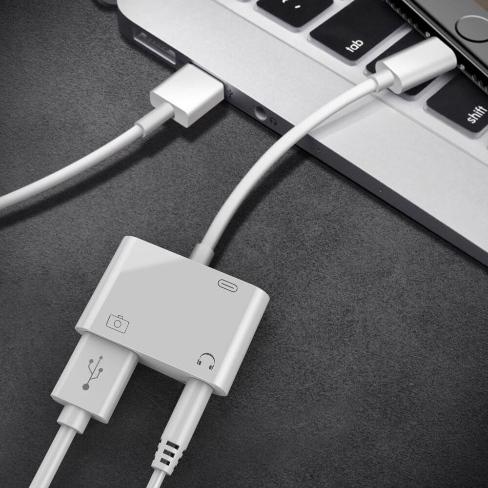 Conector adaptador de cargador 3 en 1 para Lightning a cámara USB adaptador lector de cámara multifunción con puerto de carga