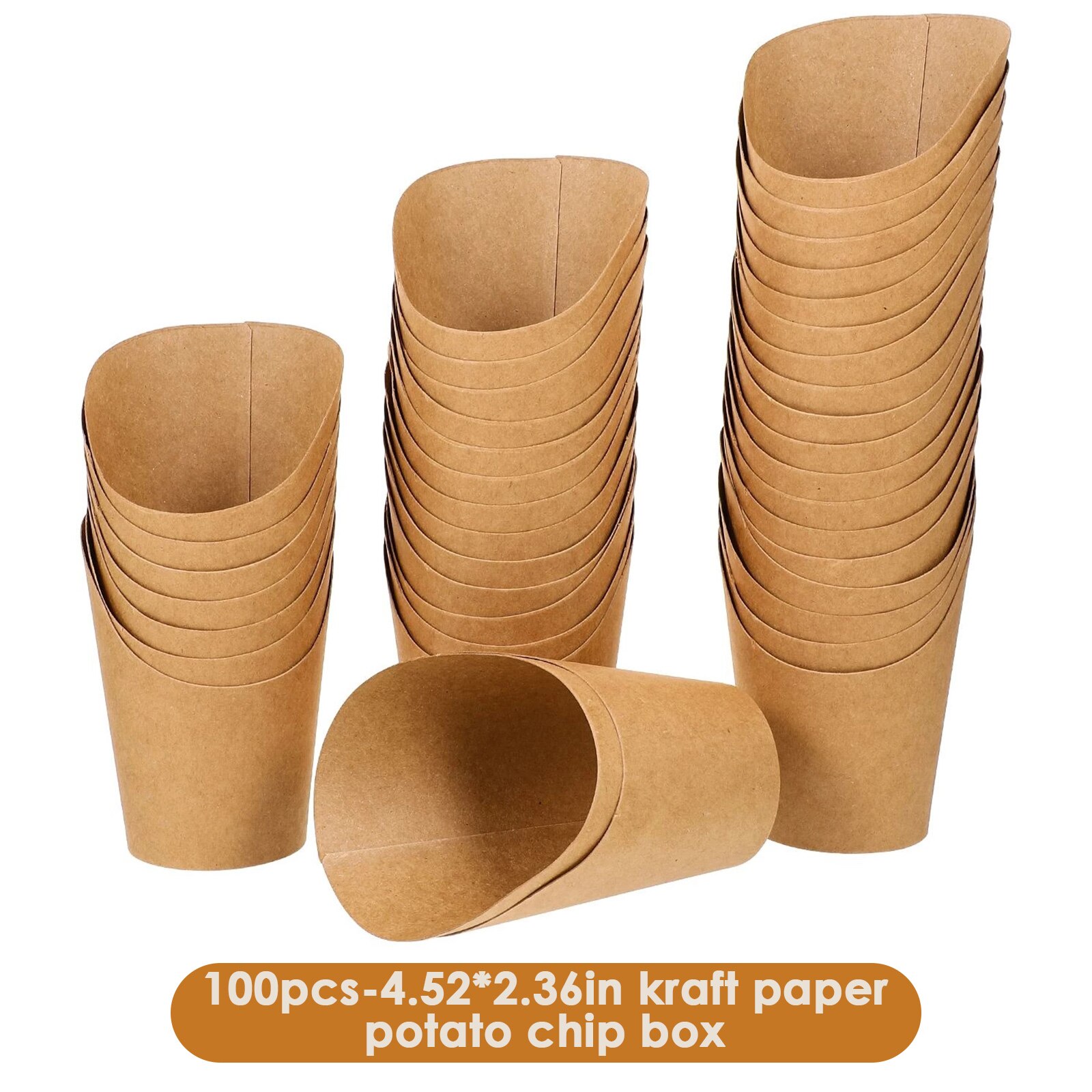 100pcs Disposable Buffet Presentation Tray French Fries Cup Containers Kraft Catering Food Snack Packing Boxes Bags