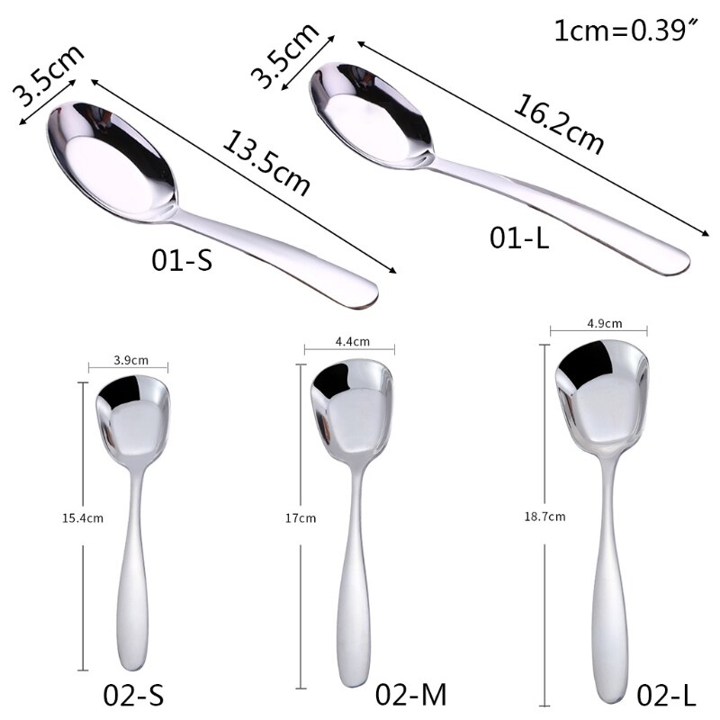 Stainless Steel Kitchen Tableware Children Flat Head Spoon Soup Coffee Tablespoon Teaspoon