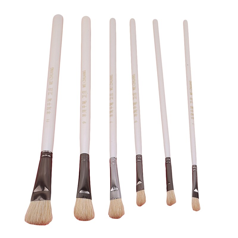 Oil Paint Brush 6 PCS Nylon Hair Set Round Filbert Angel Flat Brush Acrylic DIY Watercolor Pen for Artists Painters Beginners