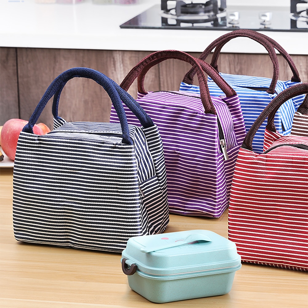 Fiambrera con enfriador de patrón funcional, bolsa de almuerzo de lona aislada portátil, bolsos para la comida de Picnic térmica, bolsos para mujer y niño