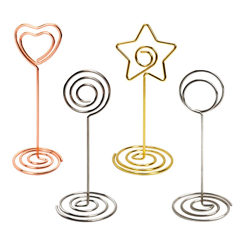 Multi Style Desktop Photo Clips Office Crative Business Card Metal Clips Wedding Party Table Number Cards Holder Decorations