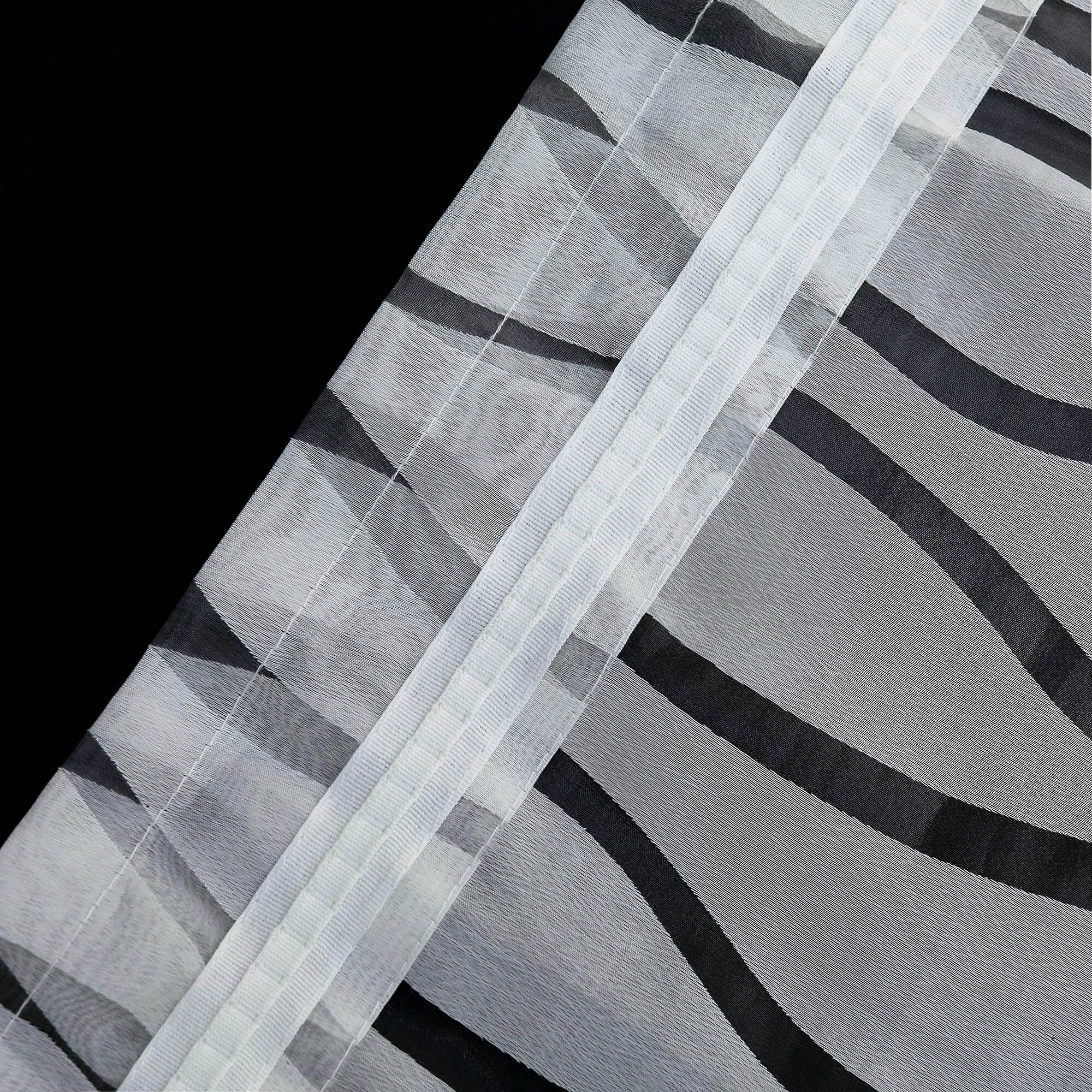 1PCS Half Curtain Stripe Printed Voile Window Tiers for Living Room Kitchen Short Tulle Modern Coffee Curtain