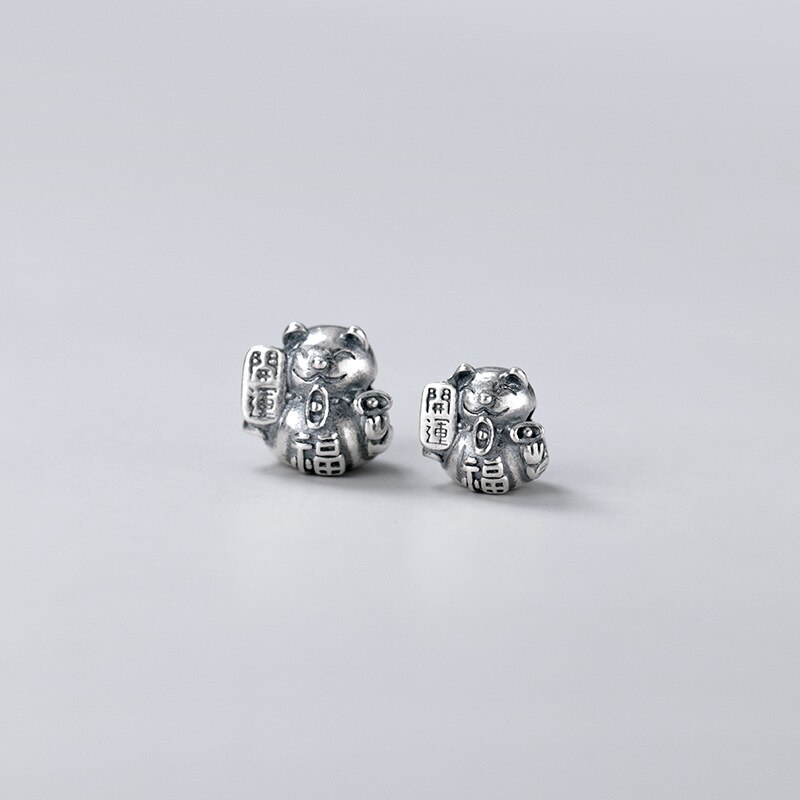 Meetsoft klassisch 925 Sterling silber niedliche glückskatzen-anhänger, speziell für diy-handarbeiten, halsketten, armbänder und accessoires