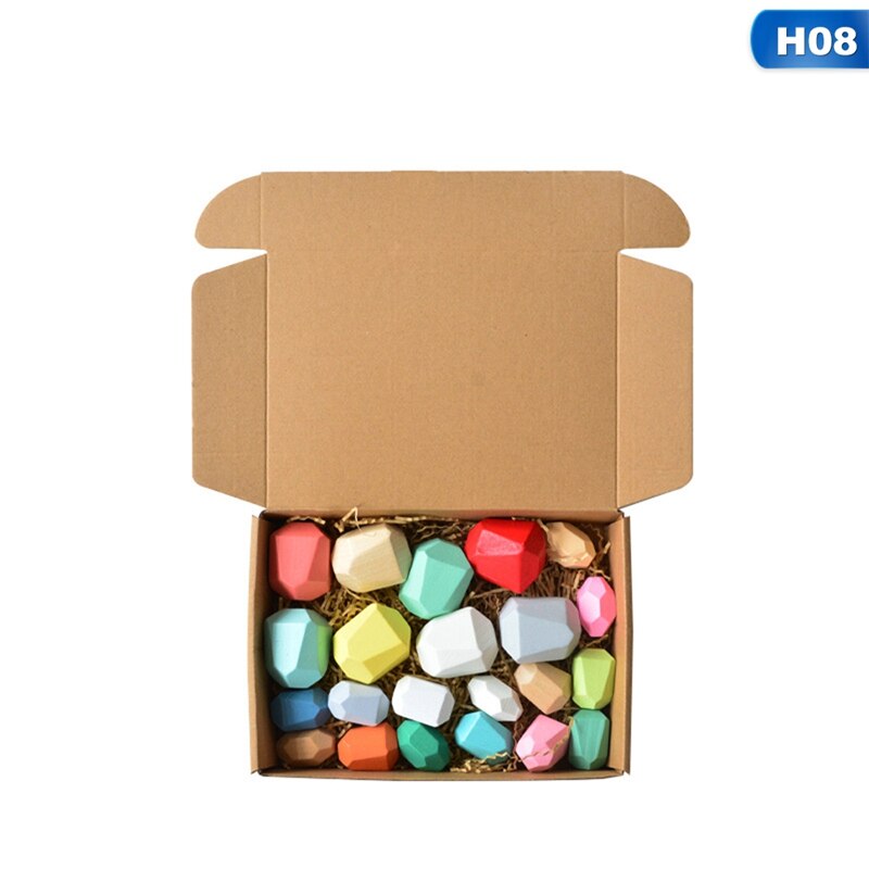 Kinderen Houten Regenboog Kleur Steen Bouwsteen Educatief Speelgoed Creatieve Nordic Stijl Stapelen Spel: H08-22Pcs