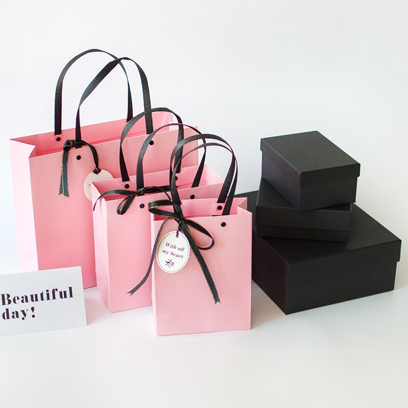 1Pc Roze Leuke Mooie Geschenkdoos Verpakking Zakken Snoep Party Dank Je Zakken Papieren Zakken Voor
