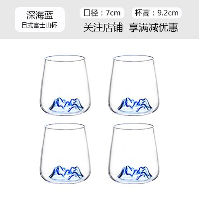Vasos de cristal de estilo nórdico, vasos dobles transparentes, creativos, aptos para beber, gobetas y Verres, EK50GC: blue 4 pieces