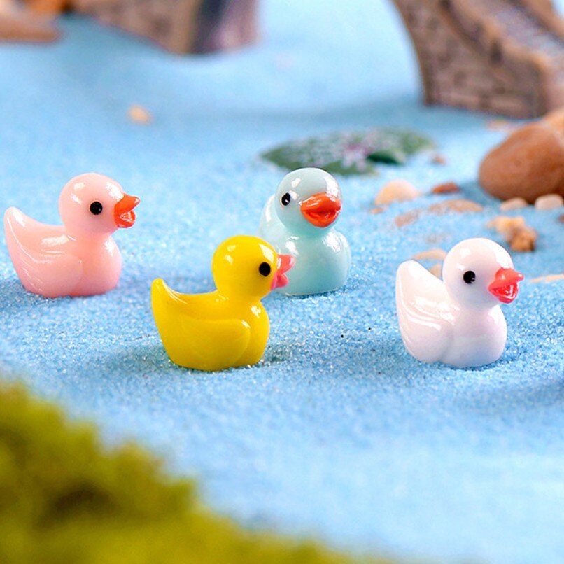 Cute 50 Pcs Duck Ornaments Flower Pots Plants Micro Landscape Small Decorative Animal Gardening Indoor Home Desk Decoration