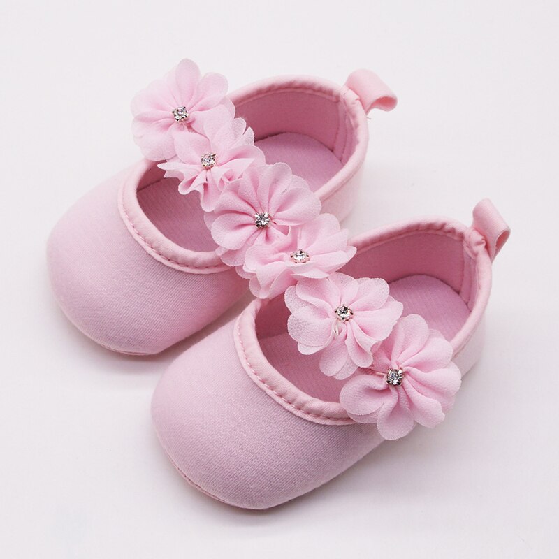 Warmom baby sko til 0-1y bløde bund skridsikre lille barn blomst lyse diamant prinsesse sko nyfødte spædbarnssko sok: Lyserød / 11.5cm