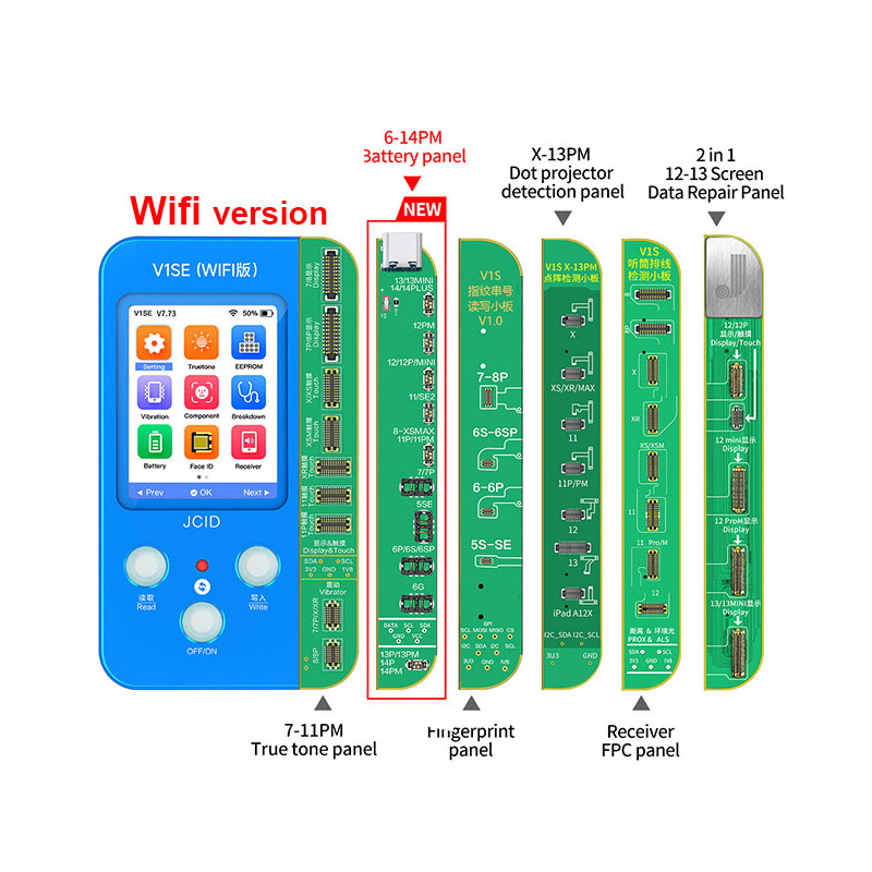 Programador de lectura de código de teléfono JC V1SE para teléfono serie 7-14, herramienta de lectura SN con huella dactilar, placa de reparación de prueba