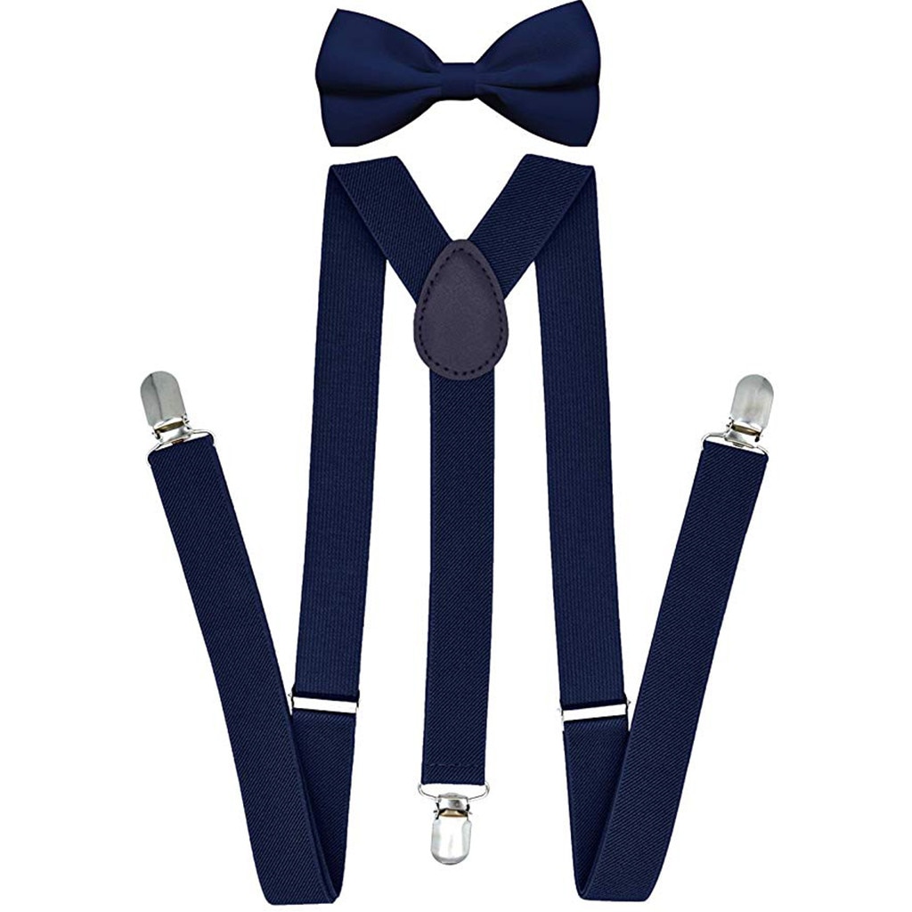 Hemd Hosenträger Jeans Hosenträger Hosen Für Männer Mit Bowtie einstellen Jungen Frauen Jungen Mädchen Erwachsene Einstellbare Elastische Fliege Bowtie setzt: Marine