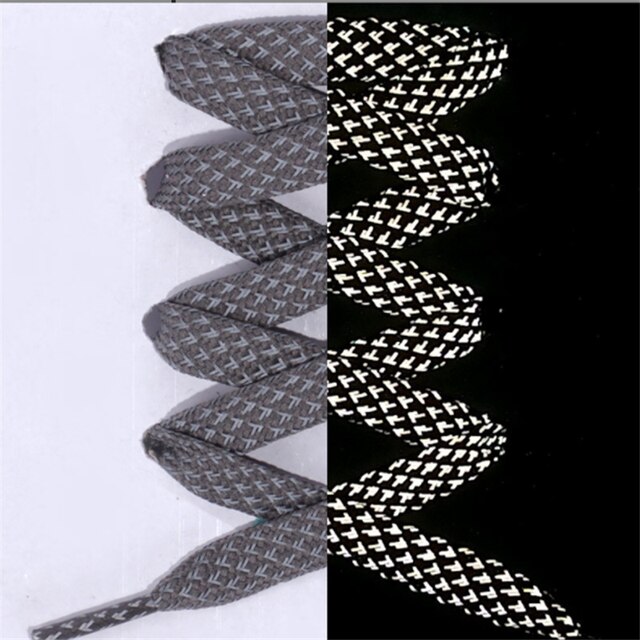 1 Paar 100Cm Reflecterende Schoenveters Lichtgevende Platte Schoenveters Schoenen Vrouw Man Casual Sport Veters Ronde Veters Accessoires: gray