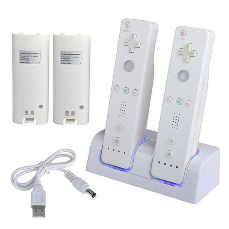 Stazione di Ricarica Doppia per Controller Nintendo Wii - 2x Batterie 2800mAh - Indicatori LED